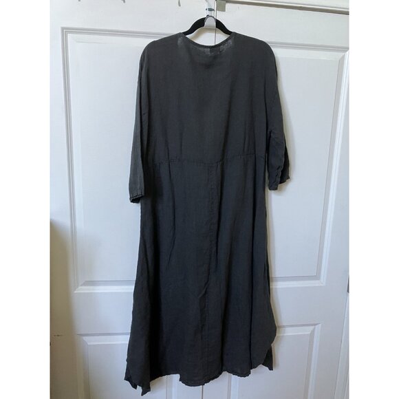 Kit and Kaboodal Black Maxi Dress Womens Linen Blend Whimsigoth Lagenlook Boho - Picture 4 of 7
